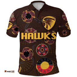 Hawthorn Polo Shirt Hawks Indigenous - Brown