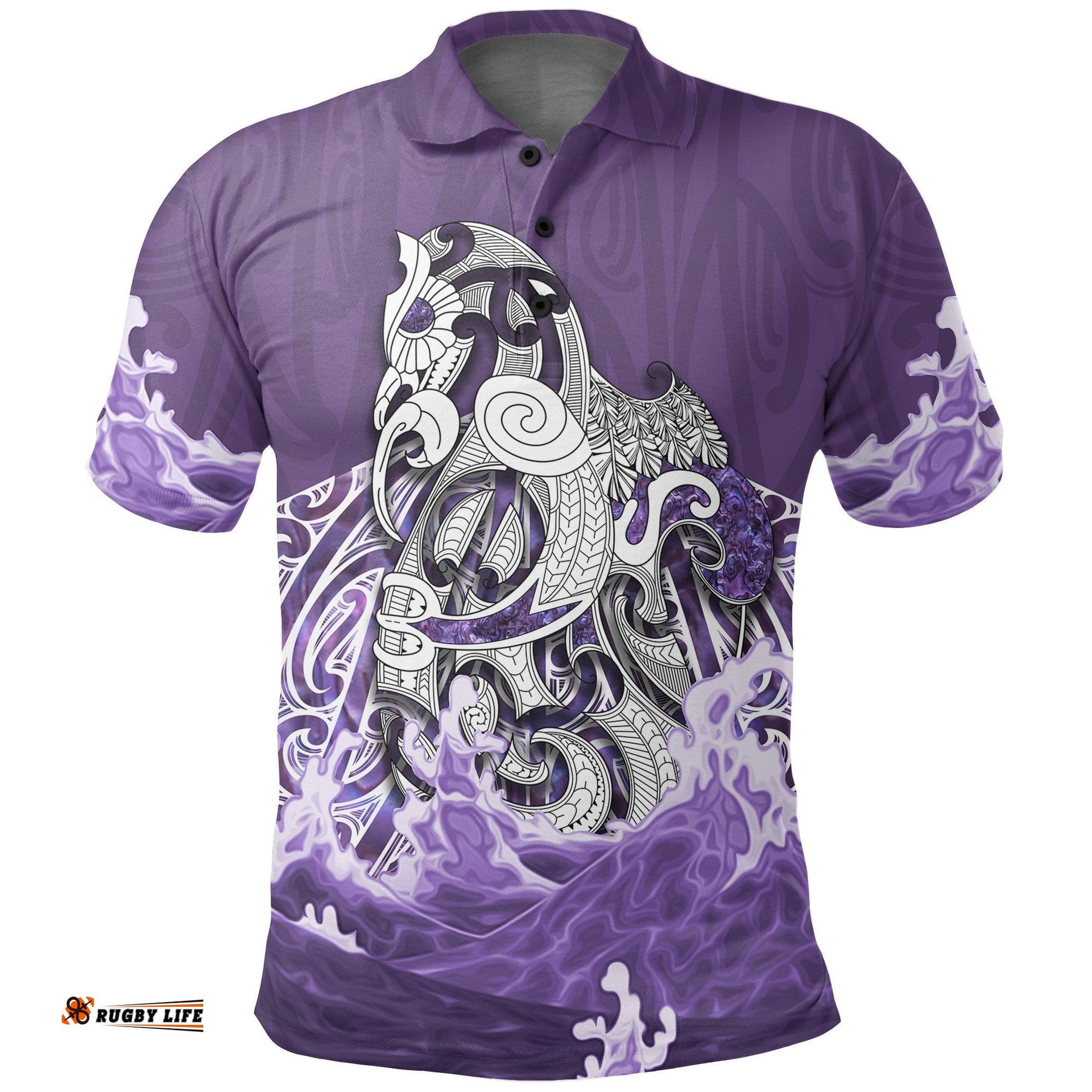 Maori Manaia The Blue Sea Polo Shirt, Purple