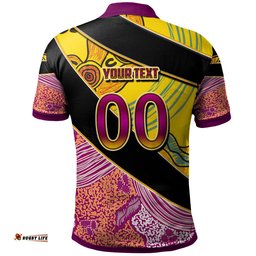 Broncos Rugby Polo Shirt - Custom Broncos Horse Rugby with Aboriginal Dot Painting Personalised Player And Number Polo Shirt