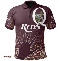 Queensland Reds Indigenous Polo Shirt Hand Aboriginal - Koala