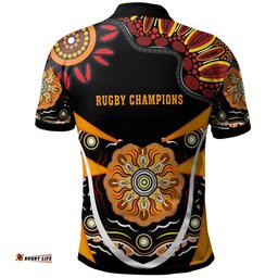 Tigers Rugby Polo Shirt - Custom Tigers Rugby Ball with Aboriginal Dot Painting Art Player And Number Polo Shirt