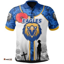 Custom Personalised Eagles Anzac Day Polo Shirt West Coast Sport Style