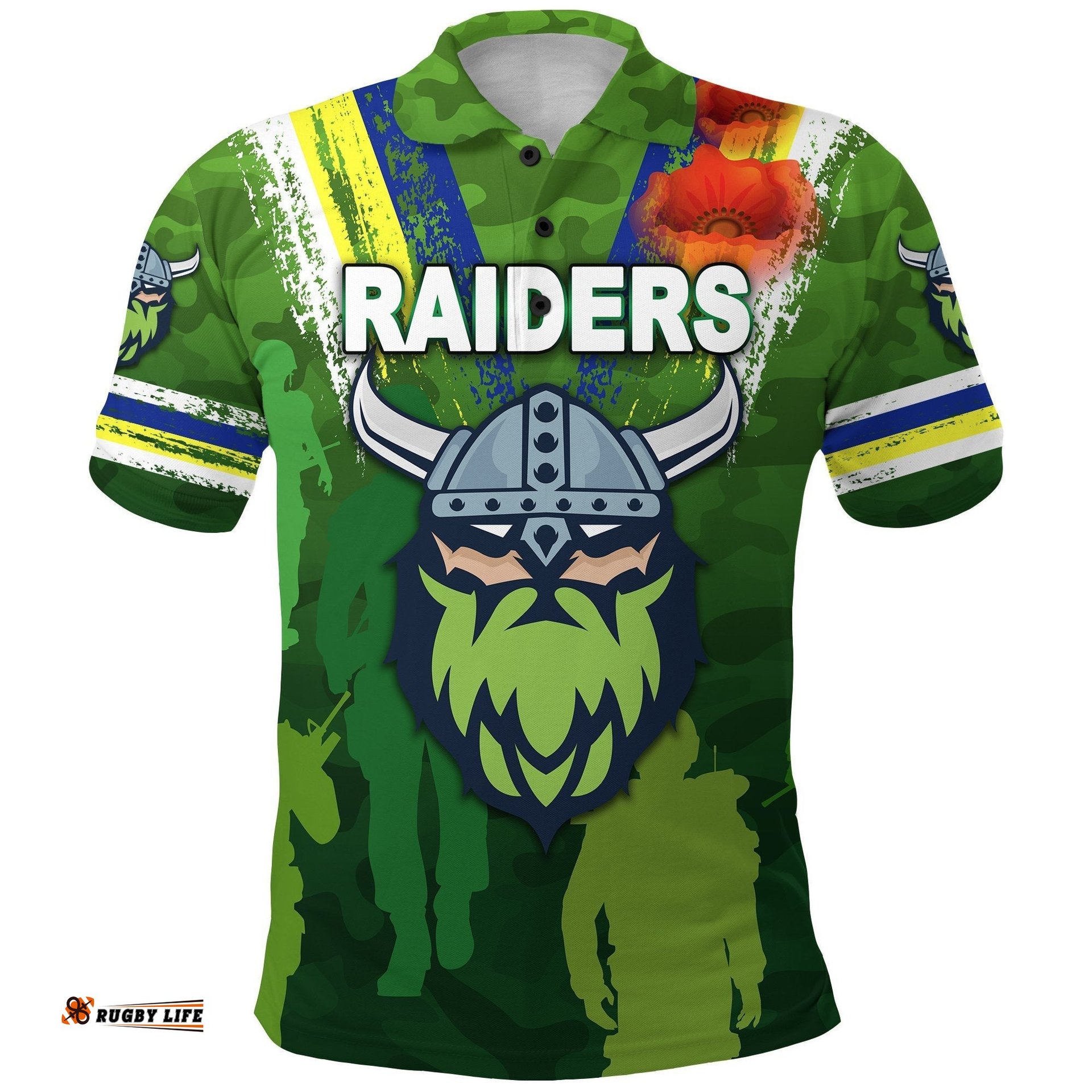 Canberra Polo Shirt Raiders Viking Anzac Day  Vibes