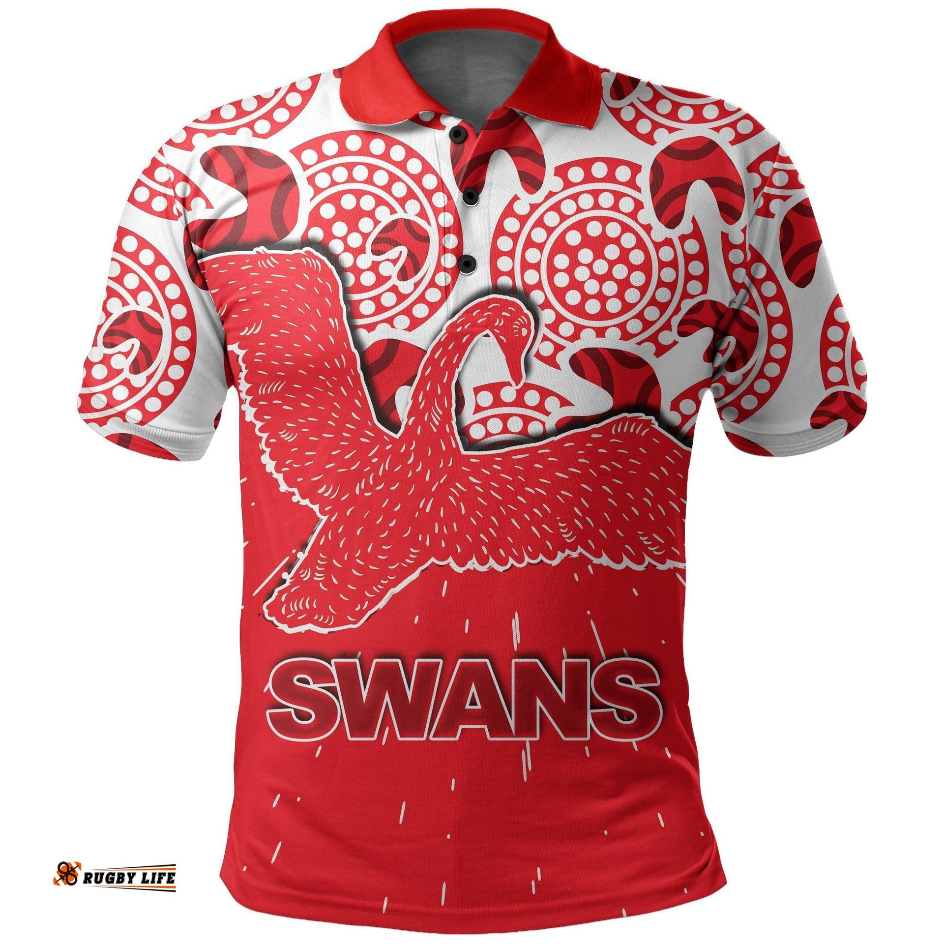 Custom Personalised Sydney Swans Polo Shirt Aboriginal Patterns