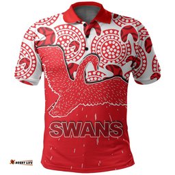 Custom Personalised Sydney Swans Polo Shirt Aboriginal Patterns