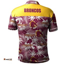 Brisbane Broncos Polo Shirt Tropical Seamless - NRL