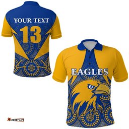 Custom Personalised Eagles Indigenous Polo Shirt West Coast 2021 Version Gold - Custom Text and Number