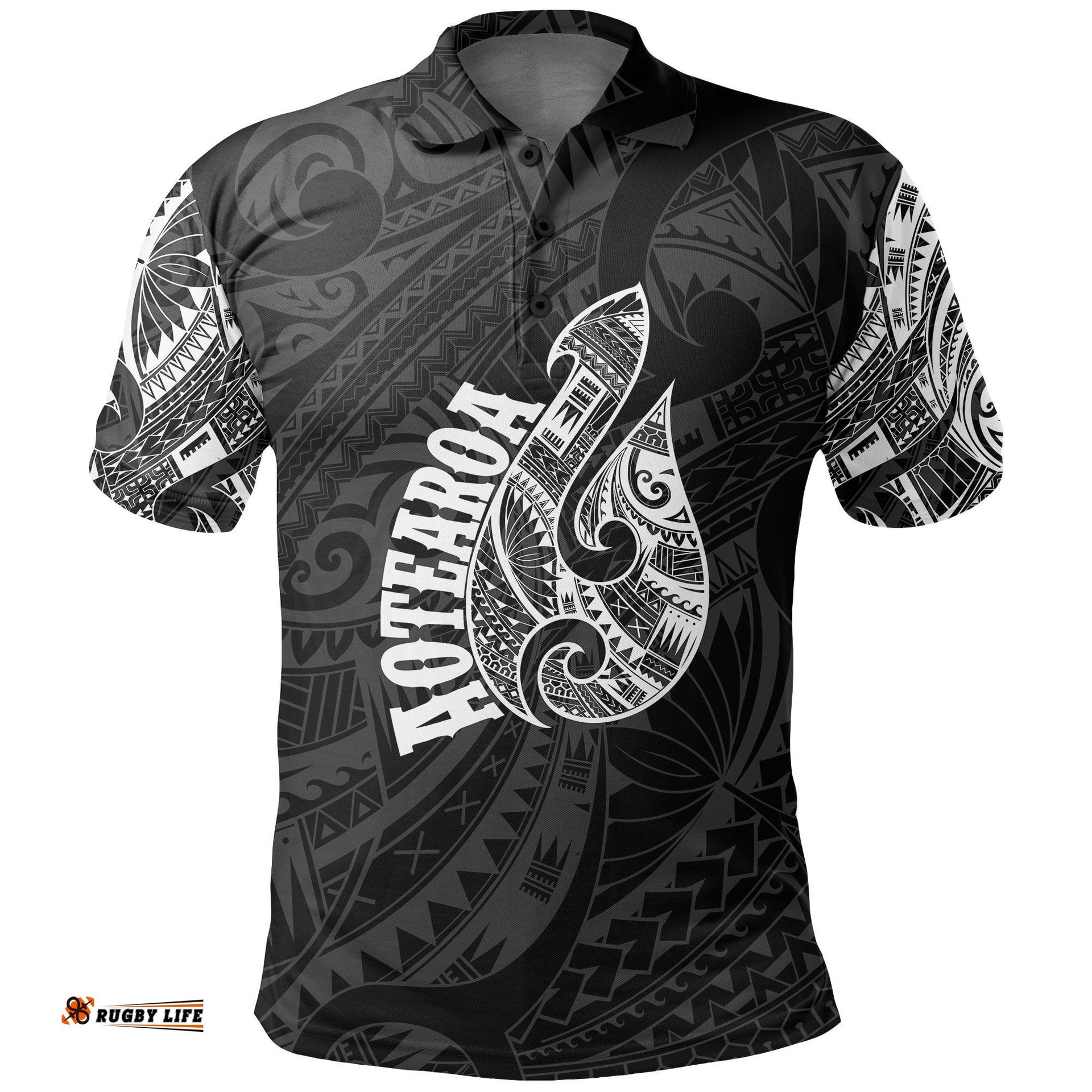 Hei Matau Maori Tattoo Polo Shirt White
