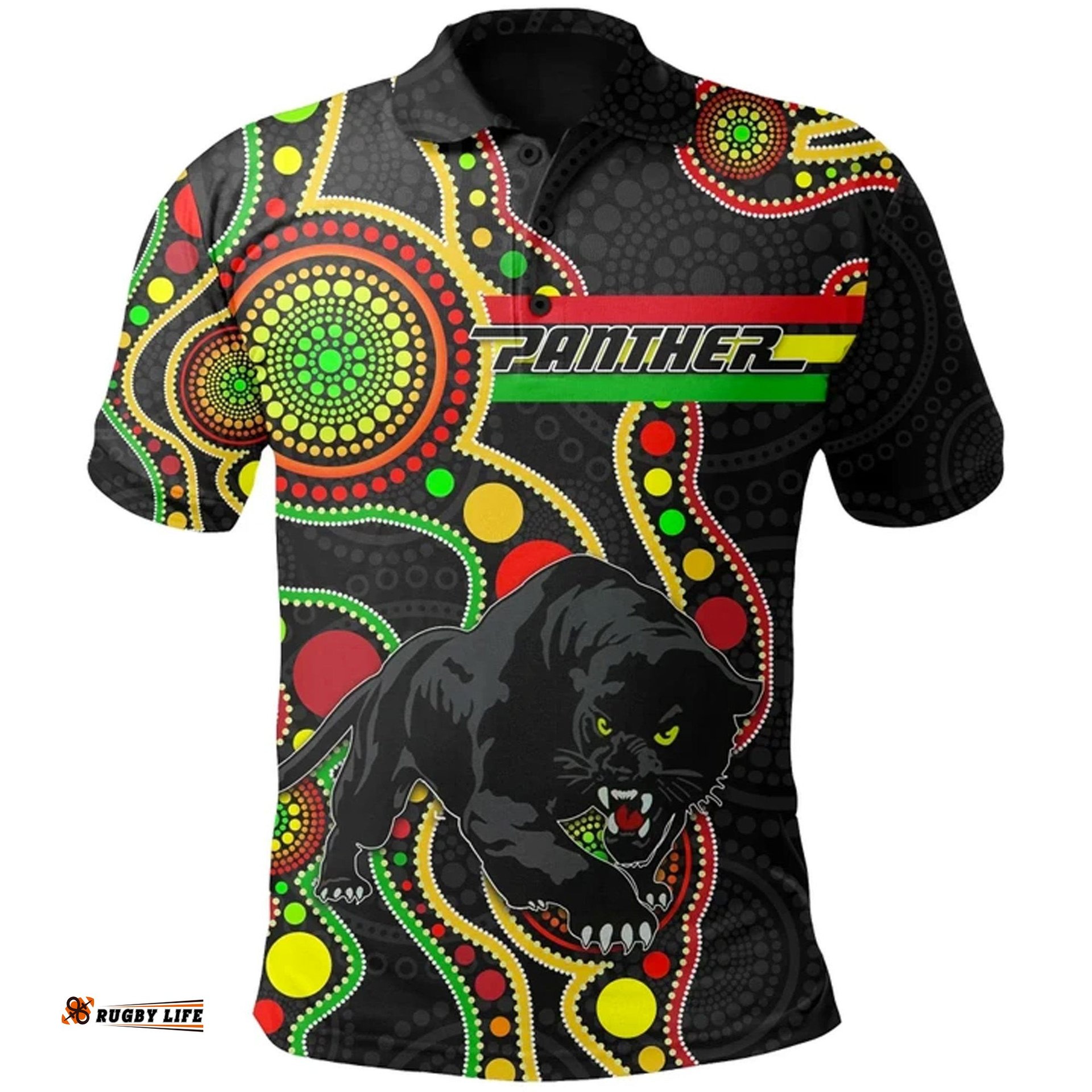 Penrith Polo Shirt Black Panthers Indigenous - NRL