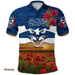 GeelongCats ANZAC Polo Shirt Poppy Vibes