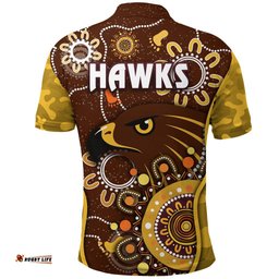 Hawthorn Polo Shirt Hawks Anzac Day Unique Indigenous