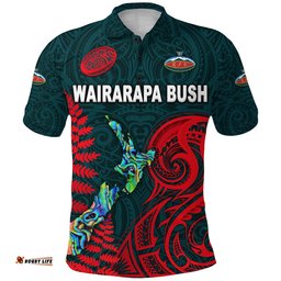 Maori Wairarapa Bush Rugby Polo Shirt New Zealand Silver Fern