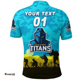 Custom Personalised Gold Coast Titans ANZAC 2022 Polo Shirt Simple Style