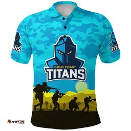 Custom Personalised Gold Coast Titans ANZAC 2022 Polo Shirt Simple Style