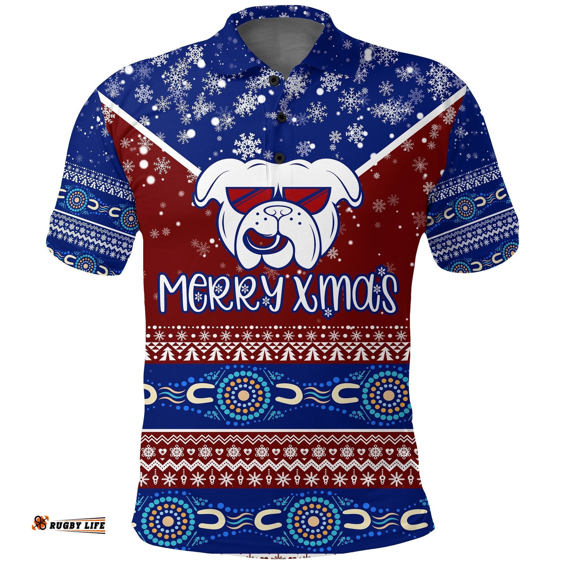 Aboriginal Winter Bulldogs Merry Xmas Polo Shirt