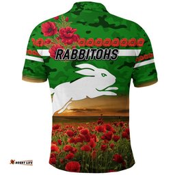 South Sydney Rabbitohs ANZAC 2022 Polo Shirt Poppy Flowers Vibes - Green