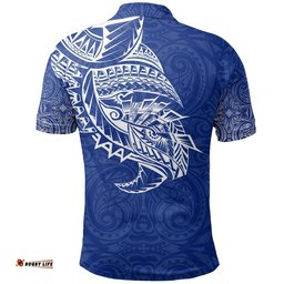 Maori Tattoo Polo Shirt Polynesian Style Blue