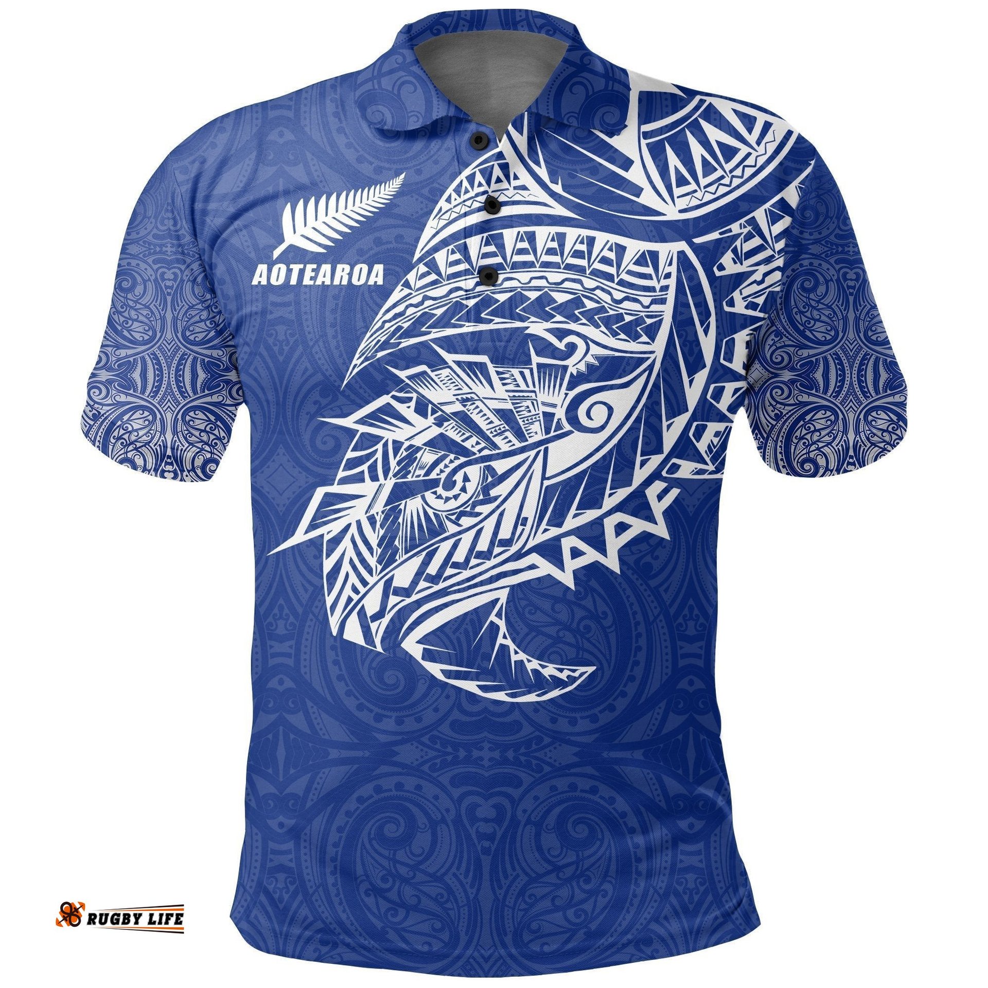 Maori Tattoo Polo Shirt Polynesian Style Blue