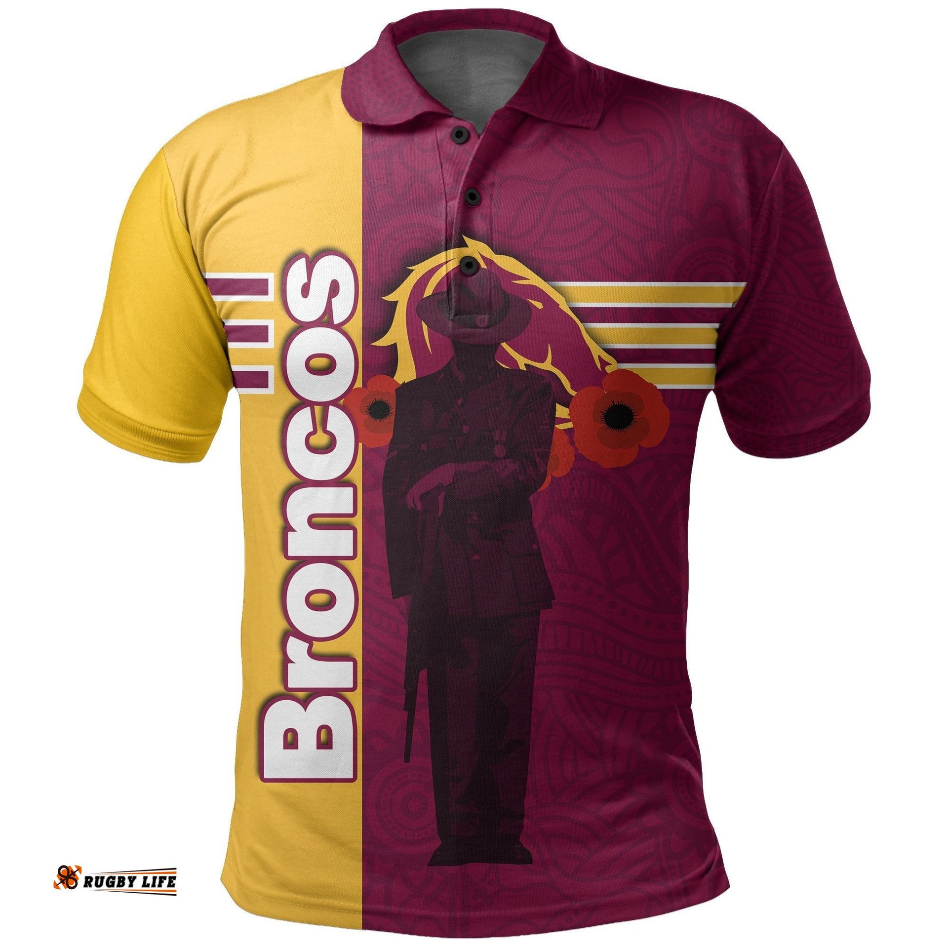 Brisbane Broncos Polo Shirt Lest We Forget