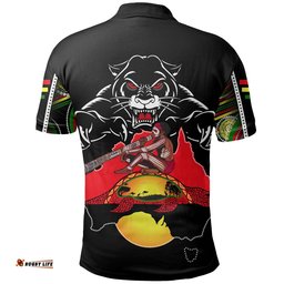 Panthers Black Polo Shirt Aboriginal Special Map