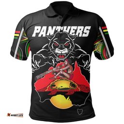 Panthers Black Polo Shirt Aboriginal Special Map