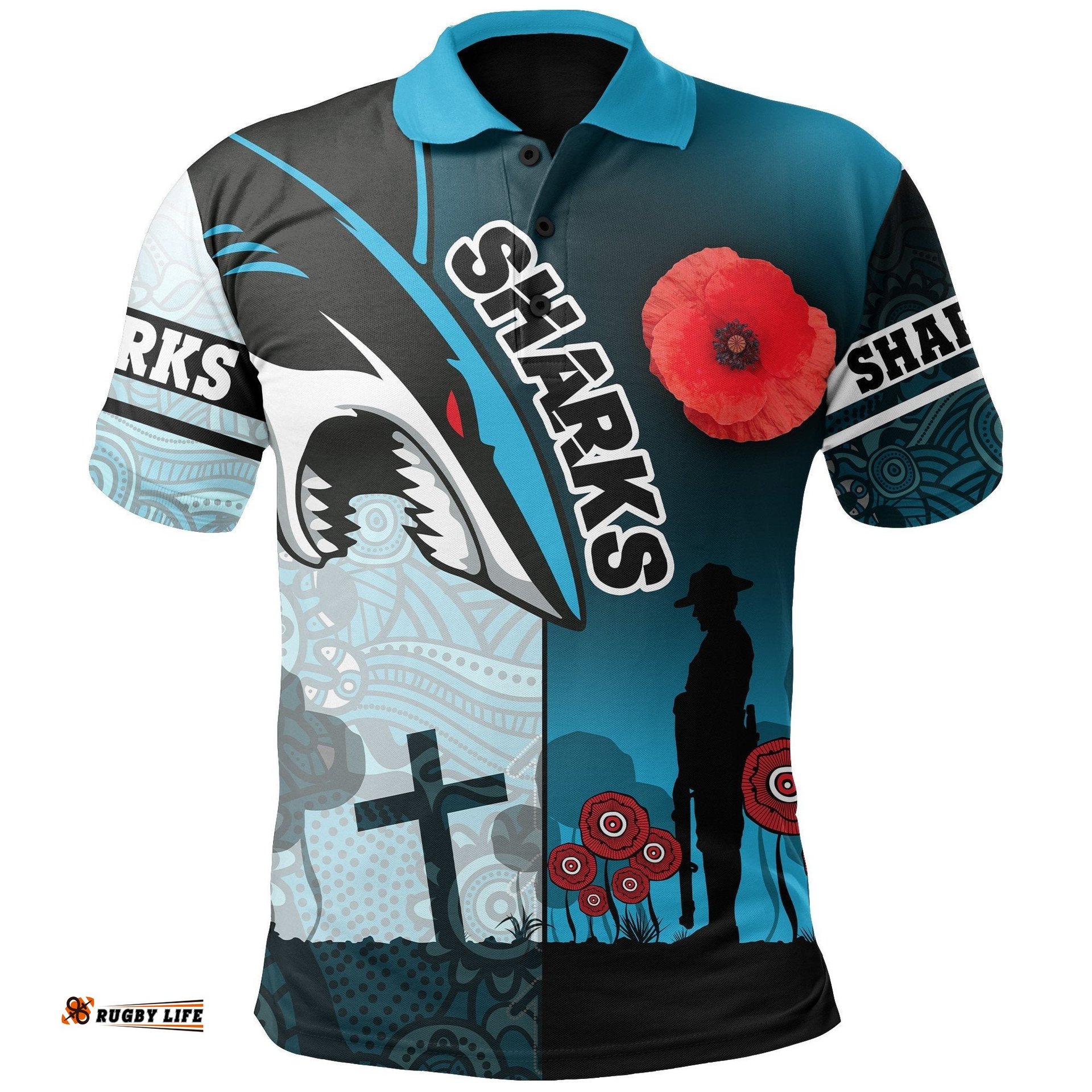 Sharks Polo Shirt Cronulla Anzac Day