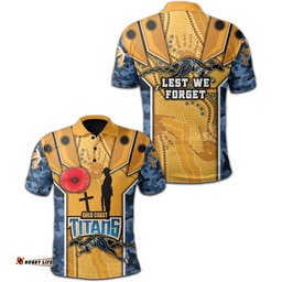Titans Polo Shirt Gold Coast Anzac Day Armor Version