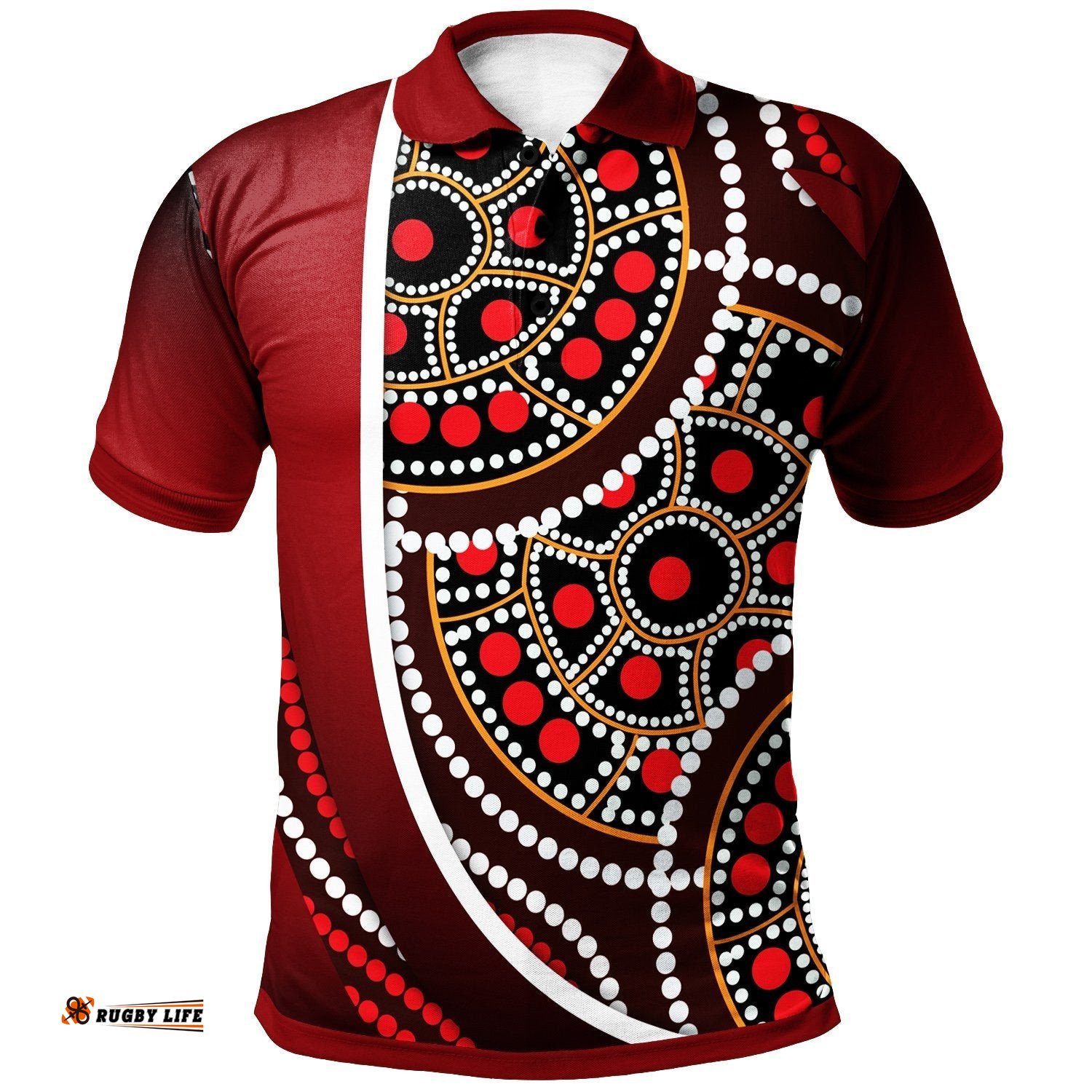 Aboriginal Polo Shirt - Aboriginal Tortoiseshell Dot Panting