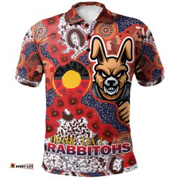 Rabbitohs Rugby Polo Shirt - Custom Anzac South Sydney Rabbitohs with Aboriginal Poppy Flowers Polo Shirt RLT13