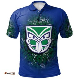 New Zealand Warriors Polo Shirt Polynesian Hibiscus Tropical Vintage  - NRL