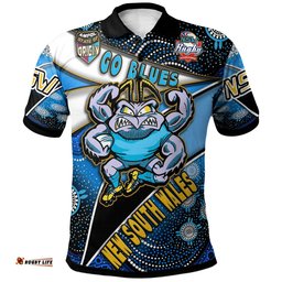 New South Wales Rugby League Team Polo Shirt - Custom New South Wales Blues With Aboriginal Patterns STATE OF ORIGIN Polo Shirt