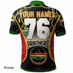 Panthers Rugby Polo Shirt - Custom Panthers Premierships Champion Personalised Player And Number Aboriginal Pride Polo Shirt