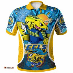 Parramatta Eels Rugby Polo Shirt - Custom Eels Mascot With Aboriginal Art Personalised Player And Number Polo Shirt