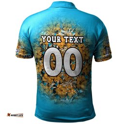 Gold Coast Titans Polo Shirt Polynesian Hibiscus Tropical Vintage  - NRL