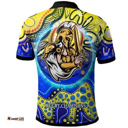 Titans Rugby Polo Shirt - Custom Titans Rugby League with Aboriginal Dot Painting Style Player And Number Polo Shirt