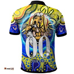 Titans Rugby Polo Shirt - Custom Titans Rugby League with Aboriginal Dot Painting Style Player And Number Polo Shirt