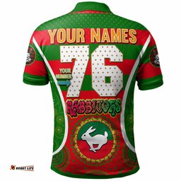 Rabbitohs Rugby Polo Shirt - Custom Angry Rabbitohs 100% South Personalised Player And Number Aboriginal Pride Polo Shirt