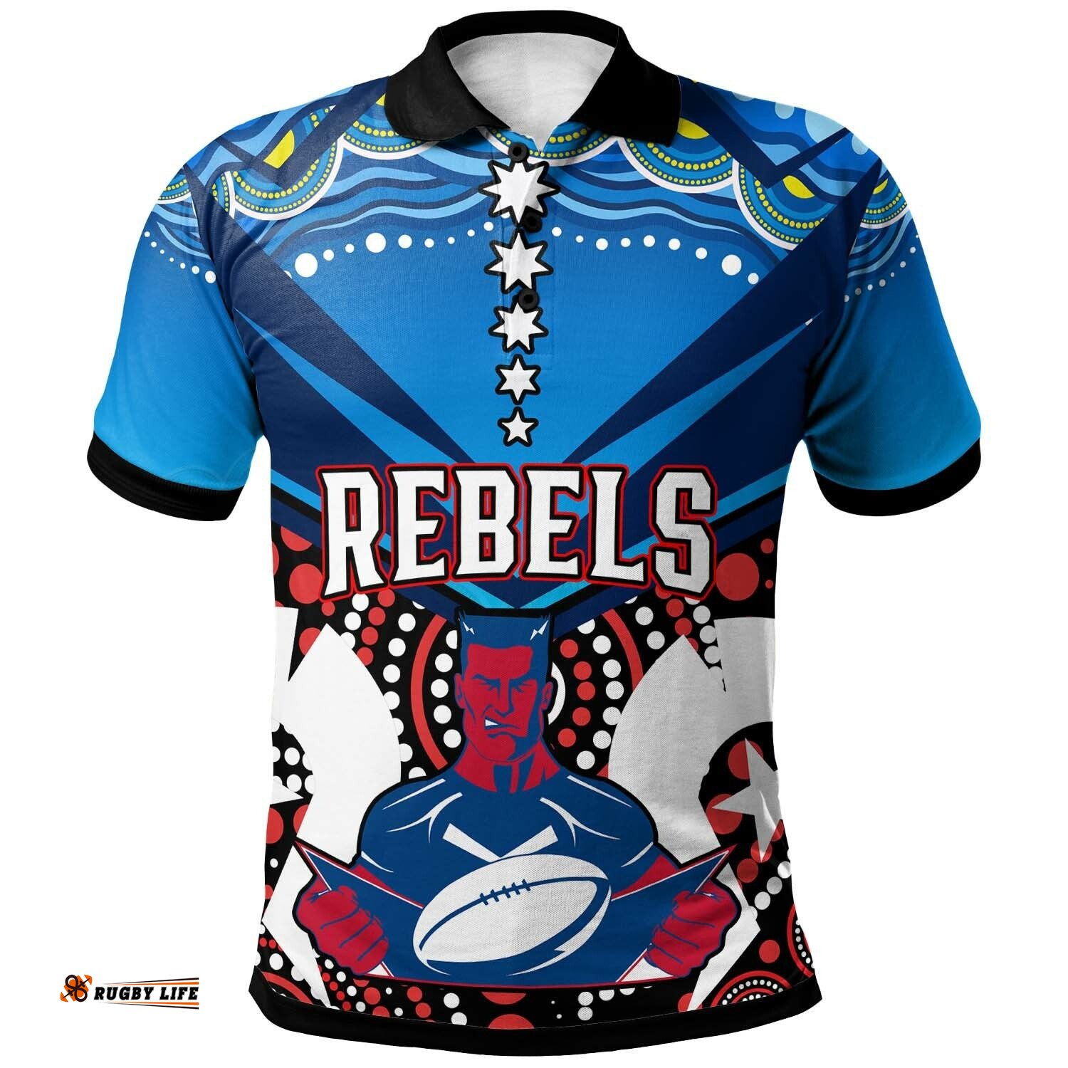Rebels Rugby Naidoc Week Polo Shirt - Custom Rebels with Aboriginal and Torres Strait Celebrate Naidoc Week Polo Shirt
