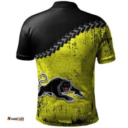 Penrith Panthers Polo Shirt Grunge Polynesian Tattoo - NRL