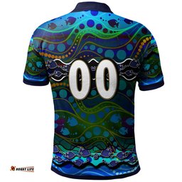 Sharks Rugby Polo Shirt - Custom Sharks Rugby With Fish Aboriginal Style Personalised Player And Number Polo Shirt