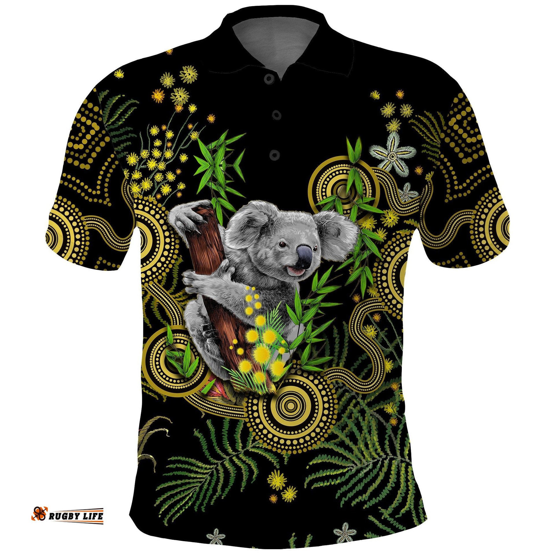 Golden Wattle Polo Shirt Australia Acacia Pycnantha Mix Aboriginal