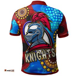 Knights Rugby Polo Shirt - Custom Knights Ball Australian Aboriginal Painting Personalised Player And Number Polo Shirt