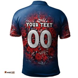Sydney Roosters Polo Shirt Polynesian Hibiscus Tropical Vintage  - NRL