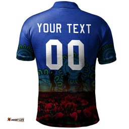New Zealand Warriors Polo Shirt Personalized Aboriginal Rugby Anzac Day Poppy With Soldiers - NRL