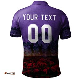 Melbourne Storm Polo Shirt Personalized Aboriginal Rugby Anzac Day Poppy With Soldiers - NRL