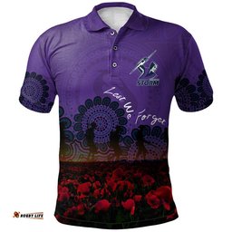 Melbourne Storm Polo Shirt Personalized Aboriginal Rugby Anzac Day Poppy With Soldiers - NRL
