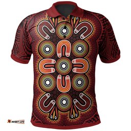 ABoriginal Polo Shirt - Aboriginal Dot Painting Flowers Style