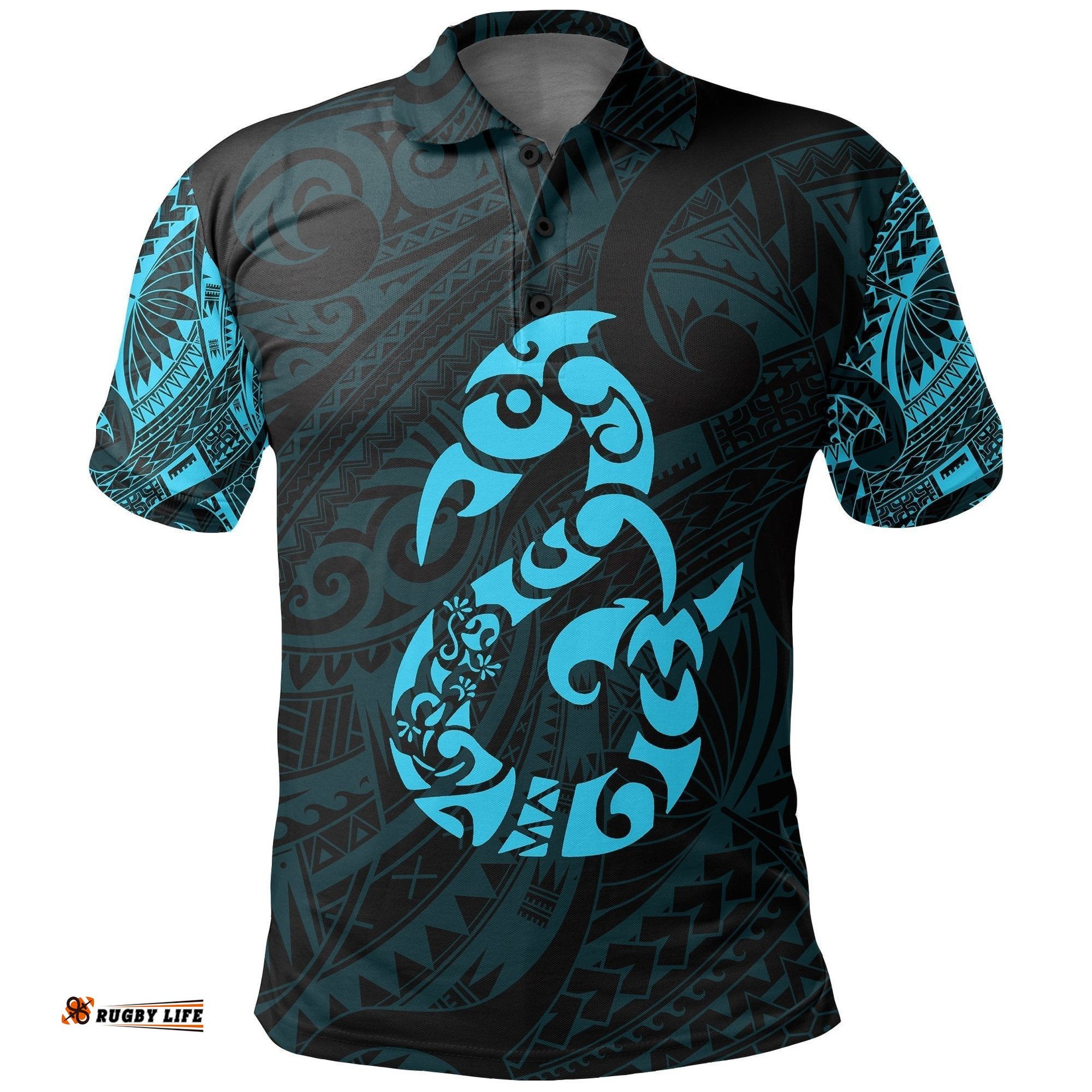 Manaia Maori Tattoo Polo Shirt Blue