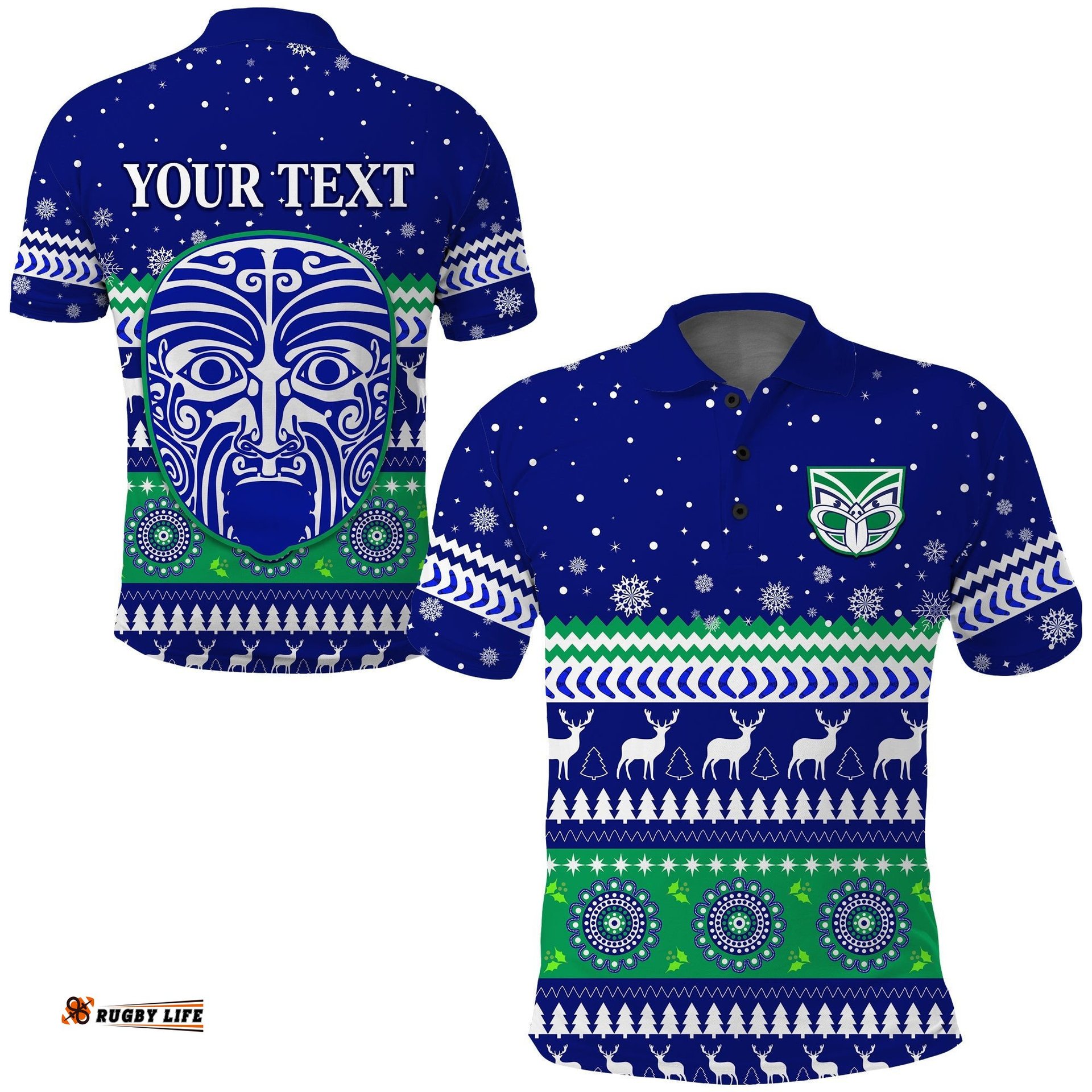 Custom Personalised Warriors Polo Shirt Merry Christmas New Zealand