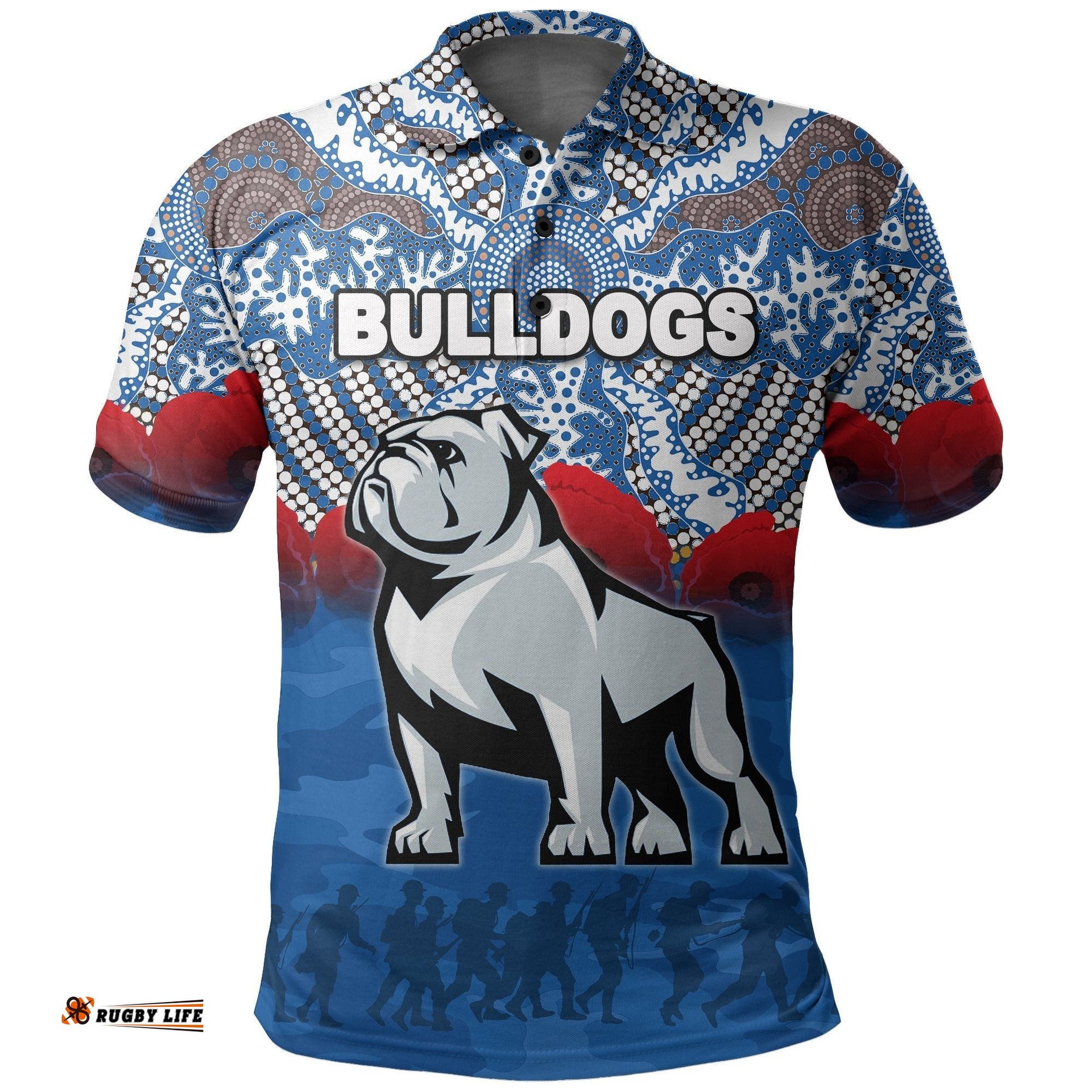 Bulldogs Polo Shirt Anzac Day Aboriginal